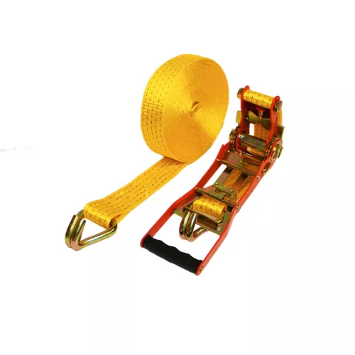 Rakományrögzítő racsnis csúcsos horoggal 10m 50mm 5000kg-ig citromsárga/narancssárga Ergo