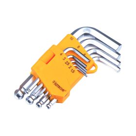   Imbuszkulcs készlet 9 részes 1,5-10mm gömbfejes rövid Tüv/Gs Hoteche