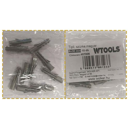 Tipli 6x30mm szürke magyar 10db/csomag