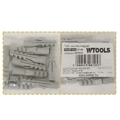 Tipli 10x50mm szürke magyar 10db/csomag