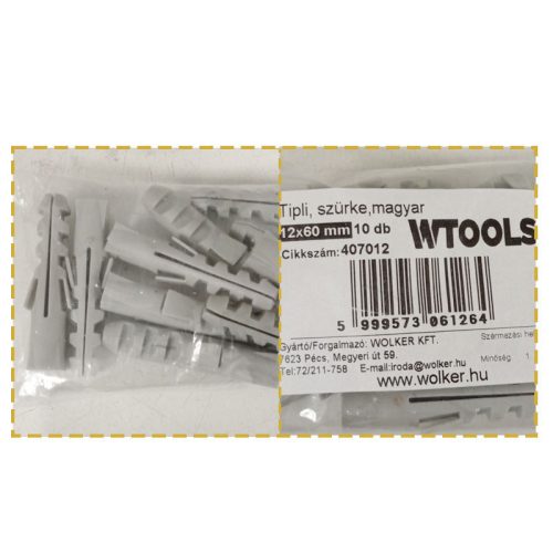 Tipli 12x60mm szürke magyar 10db/csomag