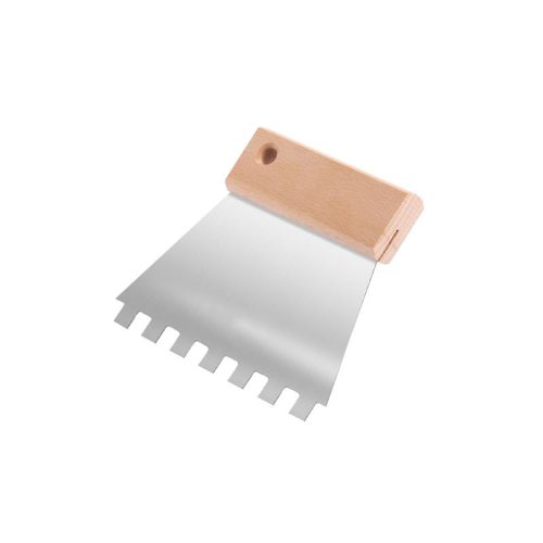 Fogazott spatula 10x10 15cm fa nyelű finom fogazású