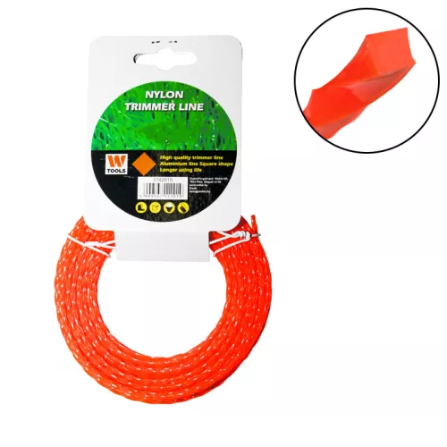 Fűnyíró damil 2,7mm 15m csavart négyszög profi Trimmer Line