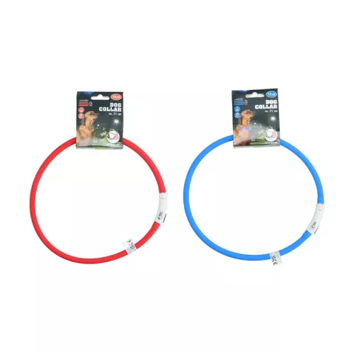 Kutyanyakörv M 71cm piros/kék LED-es méretre vágható Pet Comfort
