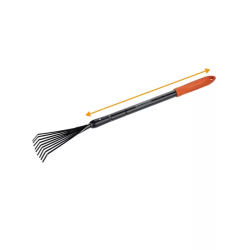 Lombseprű fém 9 fogú teleszkópos 77-110cm fém nyéllel Profi Black+Decker
