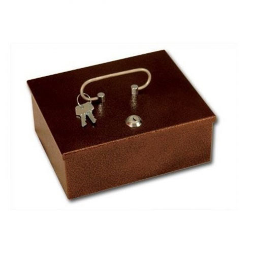Pénzkazetta 22x18x8,5cm biztonsági záras antik bronz 2. típus