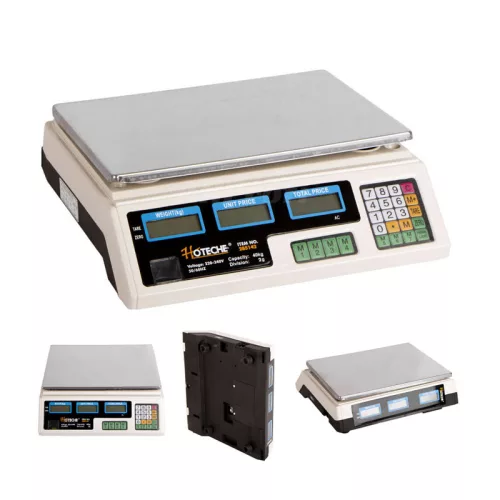 Mérleg árazó digitális 40kg-ig 220V LCD kijelző Hoteche