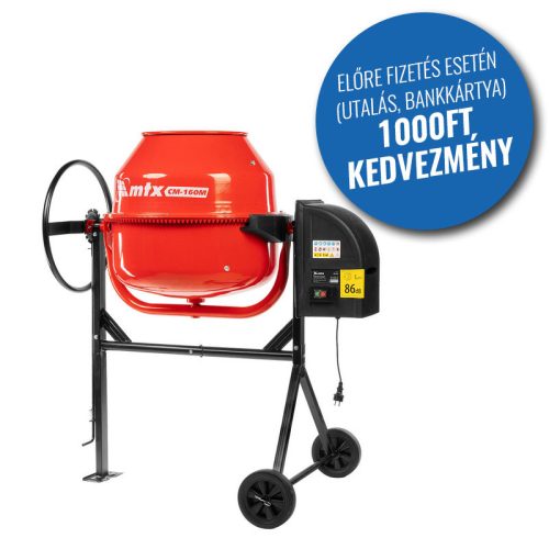 Betonkeverő 160l 650W fém fogaskoszorús MTX