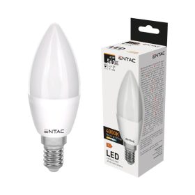 Izzó led E14 gyertya 6,5W 4000K semleges 560Lm fehér Entac