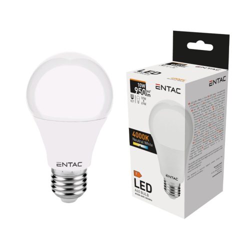 Izzó led E27 gömb 10W 4000K semleges 950Lm fehér Entac