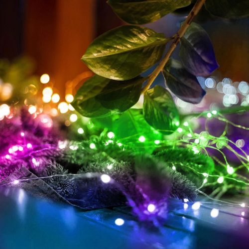 Fényfüzér mikro led 30 db fényforrással színes elemes