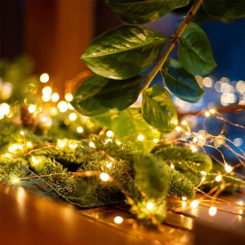 Fényfüzér mikro led 30 db fényforrással melegfehér elemes