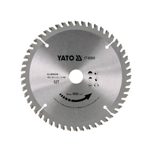 Körfűrészlap 160/20mm 52 fogú alumíniumhoz Yato