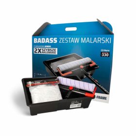   Festőhenger készlet 5 részes: festőhenger+gyorscsatlakozós nyél+festőhenger szár+360 fokos tálca 2db Profi Badass